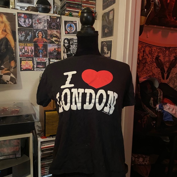casual classics Tops - Y2K I ♥ London Black Baby Tee